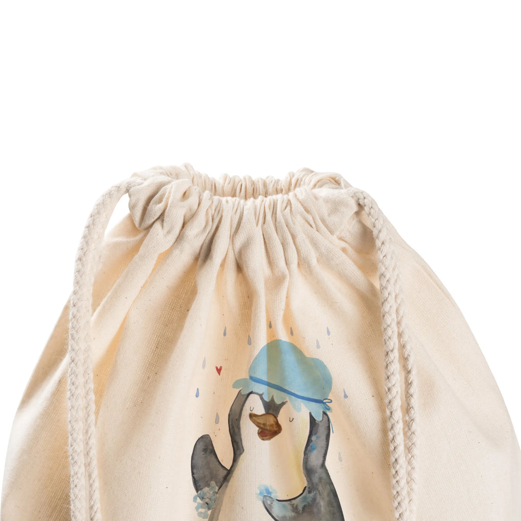 Sportbeutel Pinguin duscht Sportbeutel, Turnbeutel, Beutel, Sporttasche, Tasche, Stoffbeutel, Sportbeutel Kinder, Gymsack, Beutel Rucksack, Kleine Sporttasche, Sportzubehör, Turnbeutel Baumwolle, Pinguin, Pinguine, Dusche, duschen, Lebensmotto, Motivation, Neustart, Neuanfang, glücklich sein