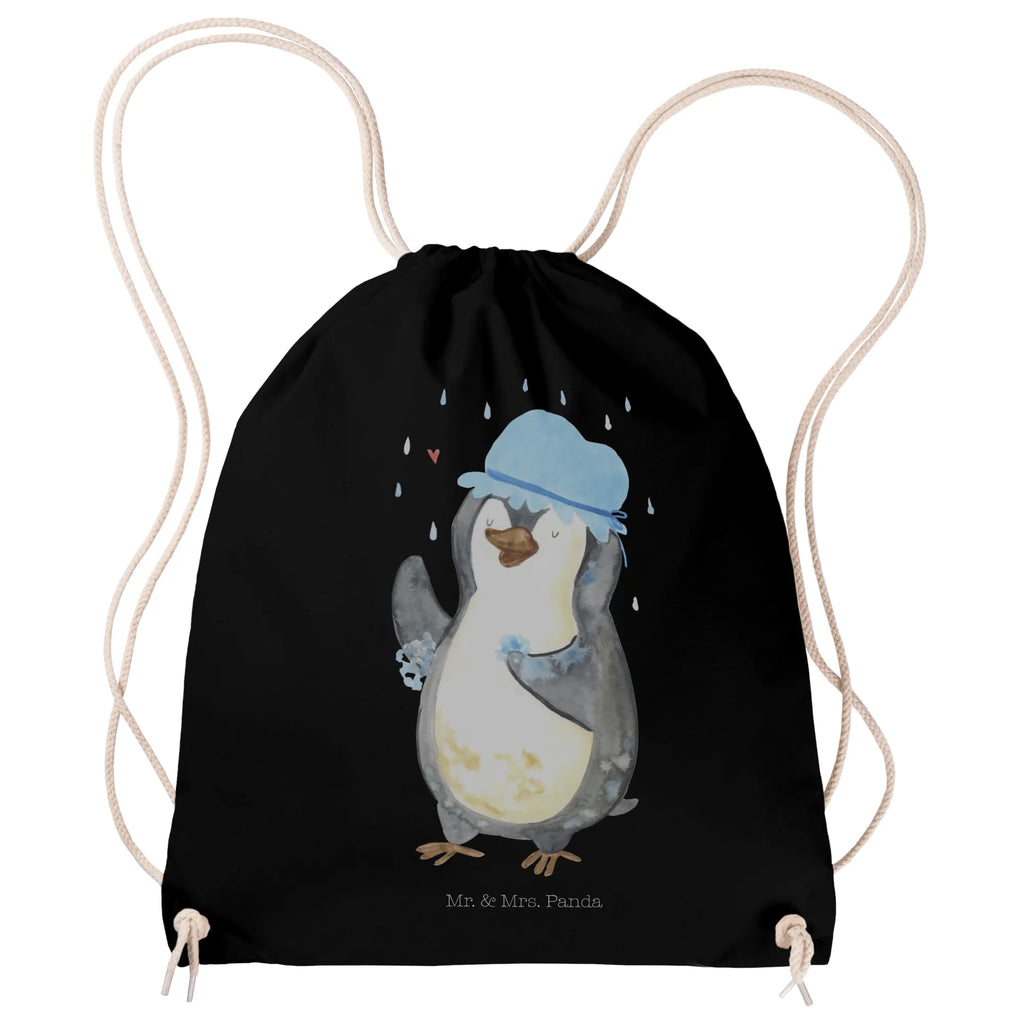 Sportbeutel Pinguin duscht Sportbeutel, Turnbeutel, Beutel, Sporttasche, Tasche, Stoffbeutel, Sportbeutel Kinder, Gymsack, Beutel Rucksack, Kleine Sporttasche, Sportzubehör, Turnbeutel Baumwolle, Pinguin, Pinguine, Dusche, duschen, Lebensmotto, Motivation, Neustart, Neuanfang, glücklich sein