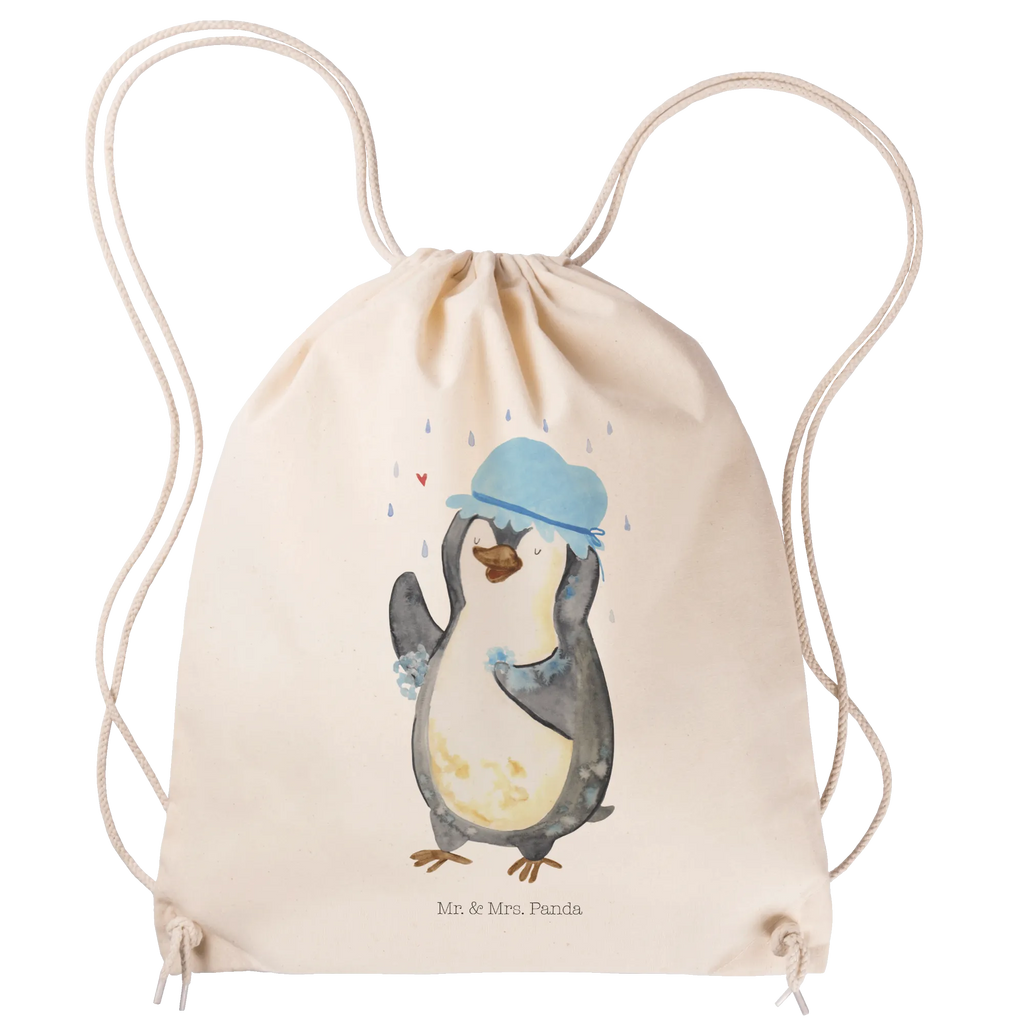 Sportbeutel Pinguin duscht Sportbeutel, Turnbeutel, Beutel, Sporttasche, Tasche, Stoffbeutel, Sportbeutel Kinder, Gymsack, Beutel Rucksack, Kleine Sporttasche, Sportzubehör, Turnbeutel Baumwolle, Pinguin, Pinguine, Dusche, duschen, Lebensmotto, Motivation, Neustart, Neuanfang, glücklich sein