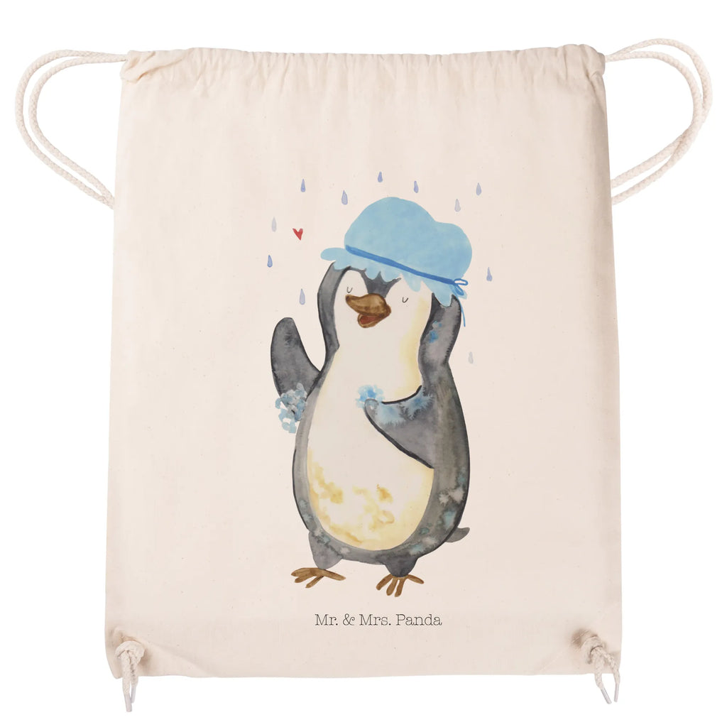 Sportbeutel Pinguin duscht Sportbeutel, Turnbeutel, Beutel, Sporttasche, Tasche, Stoffbeutel, Sportbeutel Kinder, Gymsack, Beutel Rucksack, Kleine Sporttasche, Sportzubehör, Turnbeutel Baumwolle, Pinguin, Pinguine, Dusche, duschen, Lebensmotto, Motivation, Neustart, Neuanfang, glücklich sein