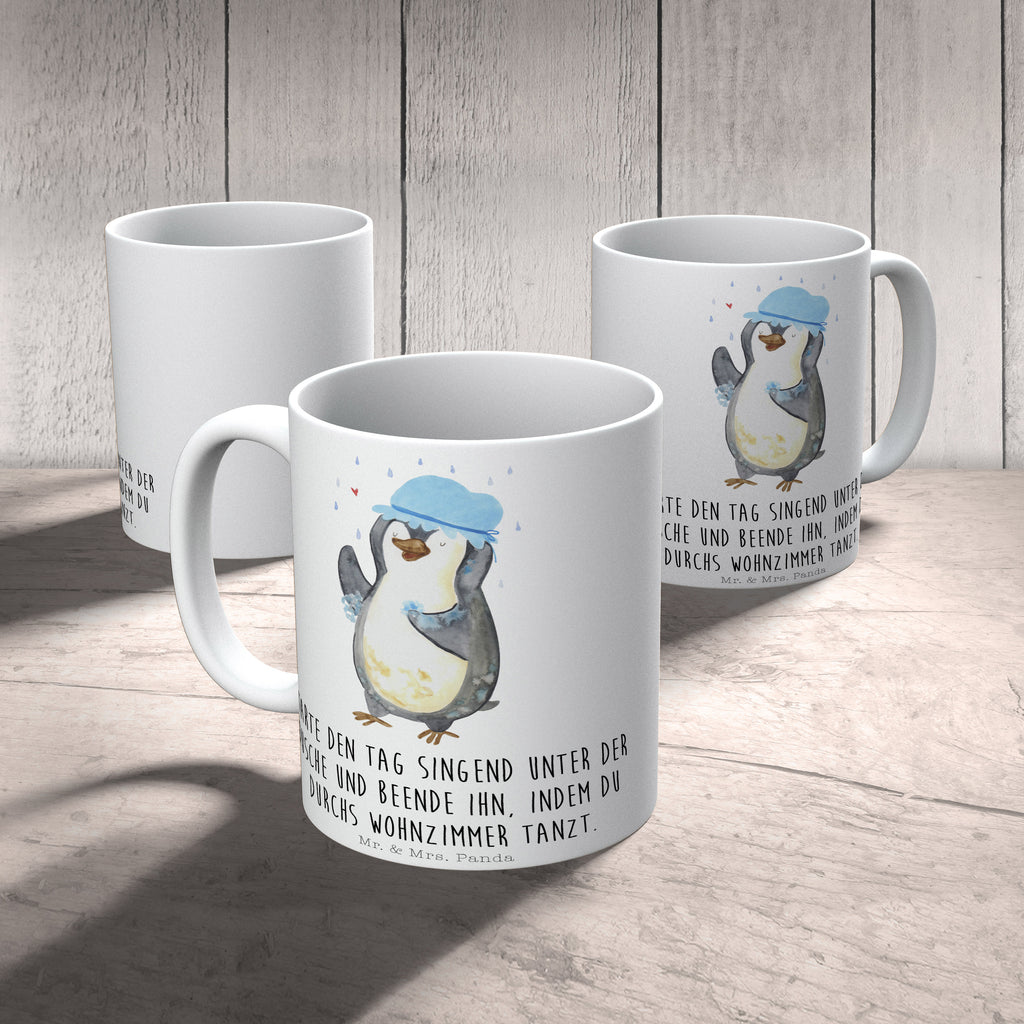 Tasse Pinguin Duschen Tasse, Kaffeetasse, Teetasse, Becher, Kaffeebecher, Teebecher, Keramiktasse, Porzellantasse, Büro Tasse, Geschenk Tasse, Tasse Sprüche, Tasse Motive, Kaffeetassen, Tasse bedrucken, Designer Tasse, Cappuccino Tassen, Schöne Teetassen, Pinguin, Pinguine, Dusche, duschen, Lebensmotto, Motivation, Neustart, Neuanfang, glücklich sein