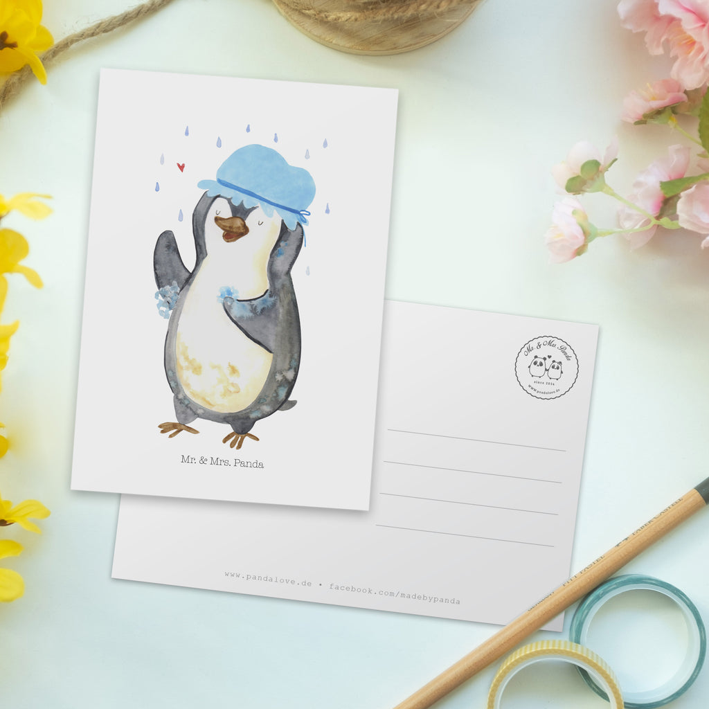 Postkarte Pinguin Duschen Postkarte, Karte, Geschenkkarte, Grußkarte, Einladung, Ansichtskarte, Geburtstagskarte, Einladungskarte, Dankeskarte, Ansichtskarten, Einladung Geburtstag, Einladungskarten Geburtstag, Pinguin, Pinguine, Dusche, duschen, Lebensmotto, Motivation, Neustart, Neuanfang, glücklich sein