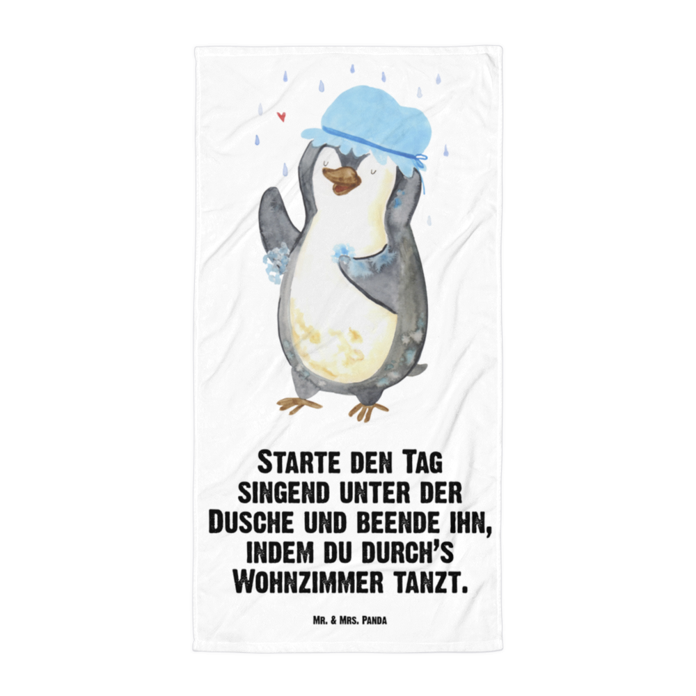 XL Badehandtuch Pinguin Duschen Handtuch, Badetuch, Duschtuch, Strandtuch, Saunatuch, Pinguin, Pinguine, Dusche, duschen, Lebensmotto, Motivation, Neustart, Neuanfang, glücklich sein