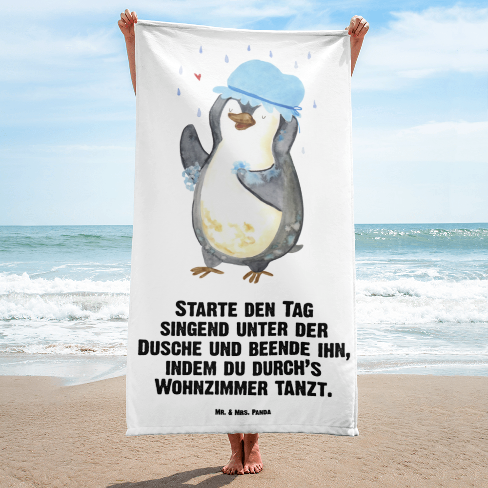 XL Badehandtuch Pinguin Duschen Handtuch, Badetuch, Duschtuch, Strandtuch, Saunatuch, Pinguin, Pinguine, Dusche, duschen, Lebensmotto, Motivation, Neustart, Neuanfang, glücklich sein