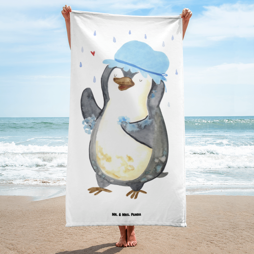 XL Badehandtuch Pinguin Duschen Handtuch, Badetuch, Duschtuch, Strandtuch, Saunatuch, Pinguin, Pinguine, Dusche, duschen, Lebensmotto, Motivation, Neustart, Neuanfang, glücklich sein