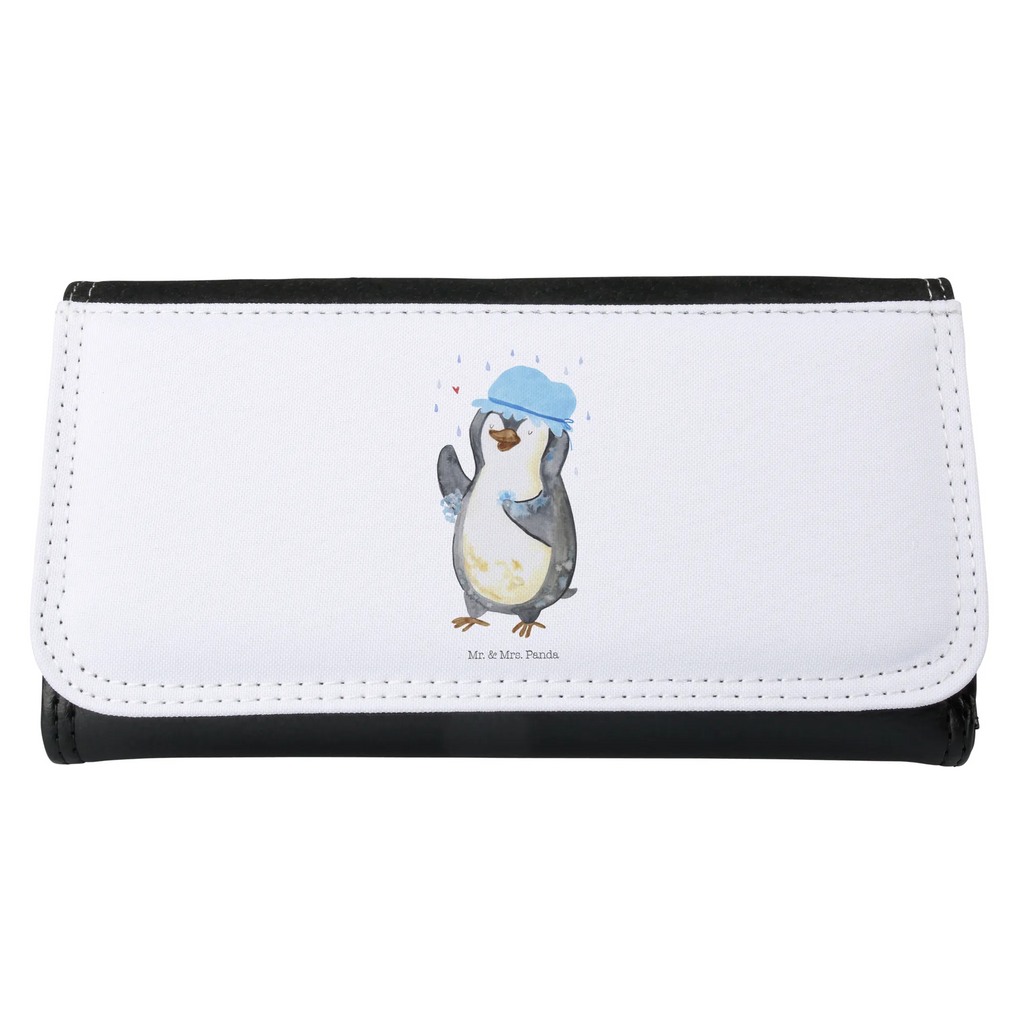 Ladies purse Penguin have a shower Portemonnaie, Portemonee, Geldbörse, Damen, Groß, XXL, Geldbeutel, Portemonnaies, Pinguin, Pinguine, Dusche, duschen, Lebensmotto, Motivation, Neustart, Neuanfang, glücklich sein