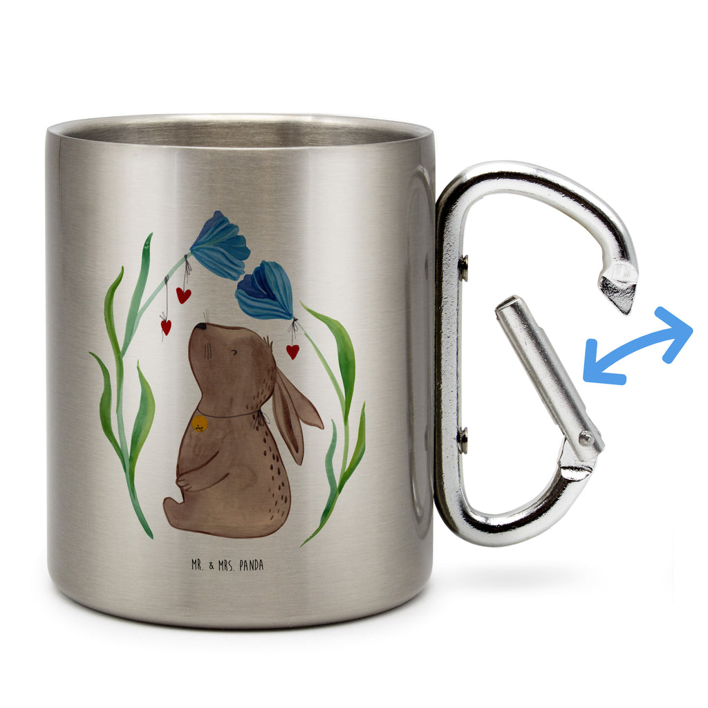 Edelstahlbecher Hase Blume Edelstahltasse, Karabiner, Edelstahlbecher, Outdoor, Camping, Tasse, Becher, Ostern, Osterhase, Ostergeschenke, Osternest, Osterdeko, Geschenke zu Ostern, Ostern Geschenk, Ostergeschenke Kinder, Ostern Kinder, Hase, Kaninchen, Kind, Taufe, Taufgeschenk, Geburt, Schwangerschaft, erstes Kind, Kindergeburtstag, Geburtstag, Hoffnung, Träume