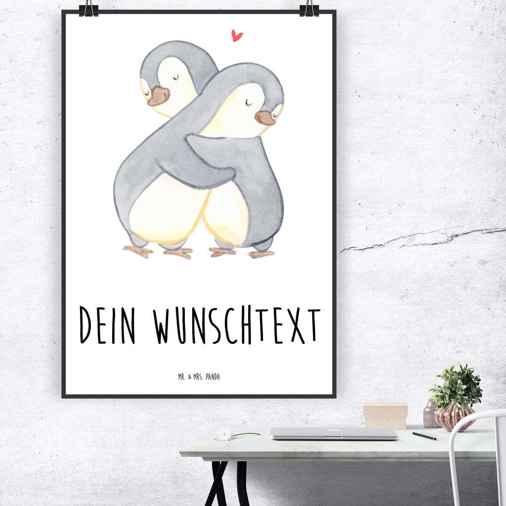 Personalisiertes Poster Pinguine Kuscheln