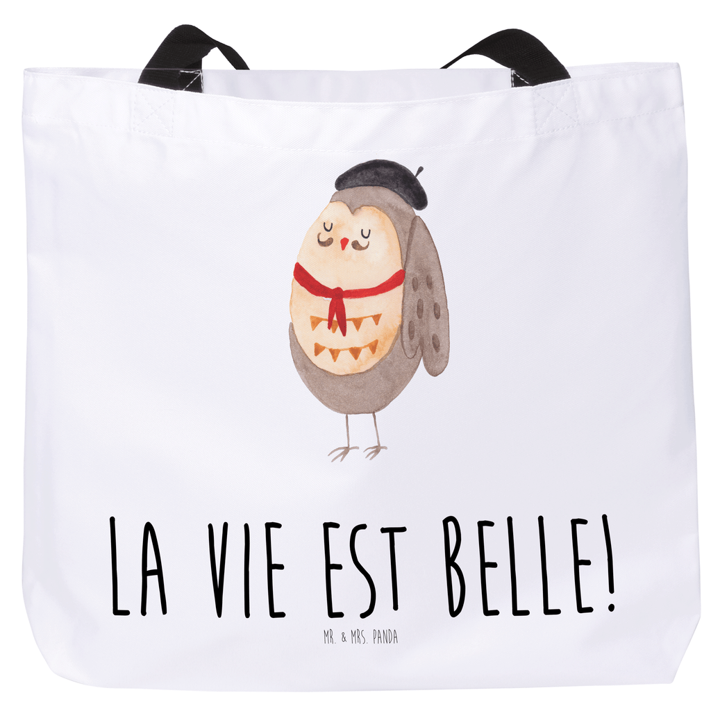 Shopper Eule Frankreich Beutel, Einkaufstasche, Tasche, Strandtasche, Einkaufsbeutel, Shopper, Schultasche, Freizeittasche, Tragebeutel, Schulbeutel, Alltagstasche, Eule, Eulen, Eule Deko, Owl, hibou, La vie est belle, das Leben ist schön, Spruch schön, Spruch Französisch, Frankreich