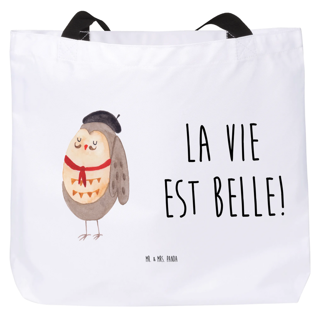 Shopper Eule Frankreich Beutel, Einkaufstasche, Tasche, Strandtasche, Einkaufsbeutel, Shopper, Schultasche, Freizeittasche, Tragebeutel, Schulbeutel, Alltagstasche, Eule, Eulen, Eule Deko, Owl, hibou, La vie est belle, das Leben ist schön, Spruch schön, Spruch Französisch, Frankreich