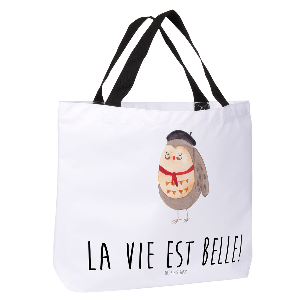 Shopper Eule Frankreich Beutel, Einkaufstasche, Tasche, Strandtasche, Einkaufsbeutel, Shopper, Schultasche, Freizeittasche, Tragebeutel, Schulbeutel, Alltagstasche, Eule, Eulen, Eule Deko, Owl, hibou, La vie est belle, das Leben ist schön, Spruch schön, Spruch Französisch, Frankreich