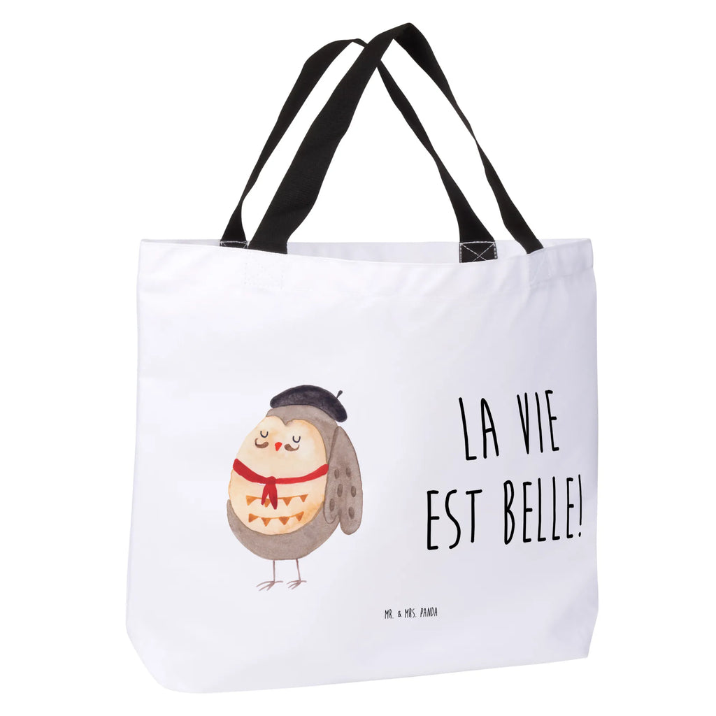 Shopper Eule Frankreich Beutel, Einkaufstasche, Tasche, Strandtasche, Einkaufsbeutel, Shopper, Schultasche, Freizeittasche, Tragebeutel, Schulbeutel, Alltagstasche, Eule, Eulen, Eule Deko, Owl, hibou, La vie est belle, das Leben ist schön, Spruch schön, Spruch Französisch, Frankreich