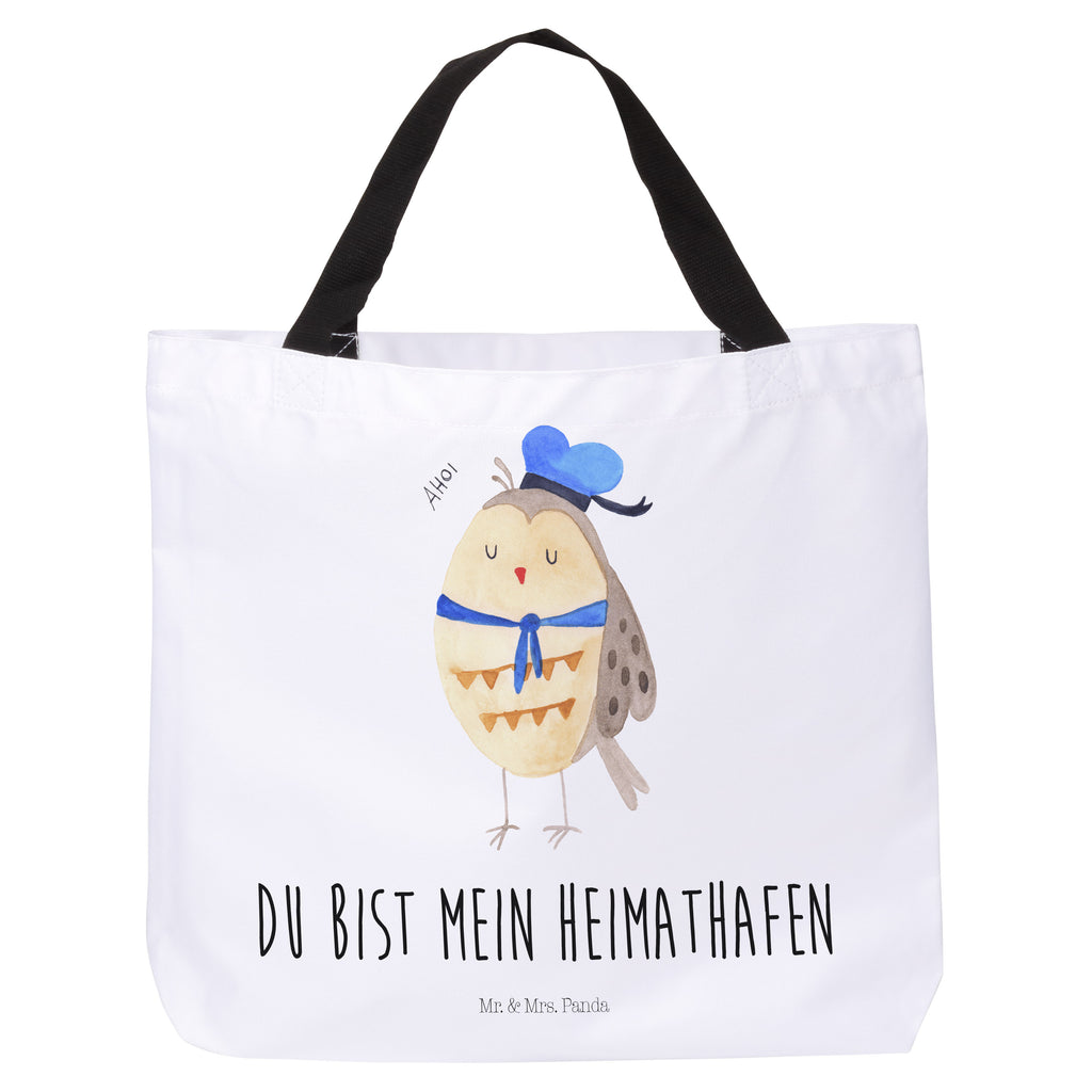 Shopper Eule Matrose Beutel, Einkaufstasche, Tasche, Strandtasche, Einkaufsbeutel, Shopper, Schultasche, Freizeittasche, Tragebeutel, Schulbeutel, Alltagstasche, Eule, Eule Spruch, Eule Deko, Owl, Wortspiel lustig, Matrose, Freundin, Ehe, Seefahrer, Heimathafen, Hochzeitstag Geschenk