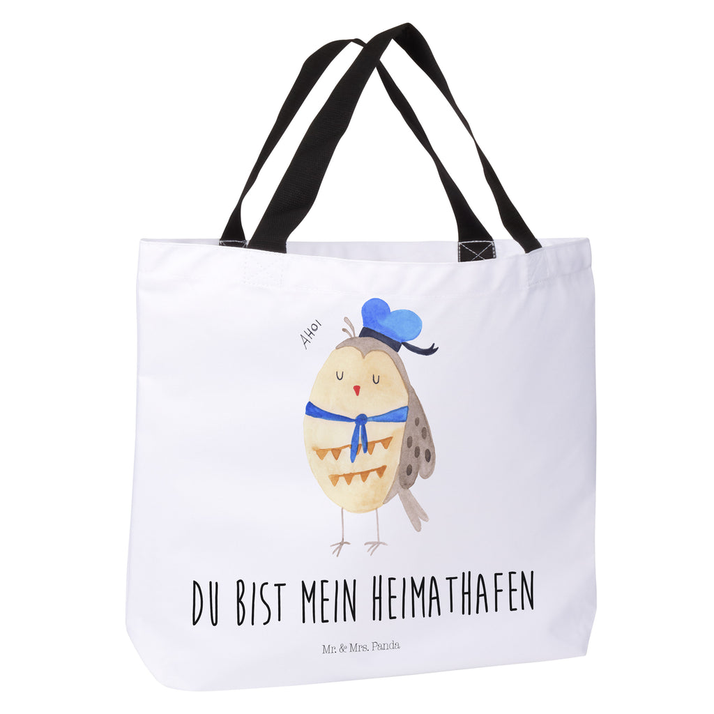 Shopper Eule Matrose Beutel, Einkaufstasche, Tasche, Strandtasche, Einkaufsbeutel, Shopper, Schultasche, Freizeittasche, Tragebeutel, Schulbeutel, Alltagstasche, Eule, Eule Spruch, Eule Deko, Owl, Wortspiel lustig, Matrose, Freundin, Ehe, Seefahrer, Heimathafen, Hochzeitstag Geschenk