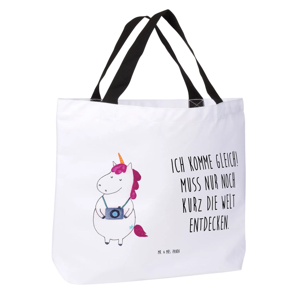 Shopper unicorn photographer Beutel, Einkaufstasche, Tasche, Strandtasche, Einkaufsbeutel, Shopper, Schultasche, Freizeittasche, Tragebeutel, Schulbeutel, Alltagstasche, Einhorn, Einhörner, Einhorn Deko, Unicorn, Fotograf, Fotografie, Kamera, Reisen, Weltreise, Weltenbummler, Urlaub, Tourist, Kurztrip, Reise, Städtereise