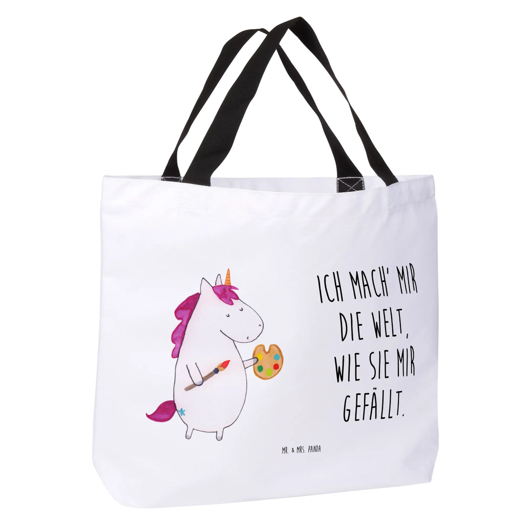 Shopper Einhorn Künstler Beutel, Einkaufstasche, Tasche, Strandtasche, Einkaufsbeutel, Shopper, Schultasche, Freizeittasche, Tragebeutel, Schulbeutel, Alltagstasche, Einhorn, Einhörner, Einhorn Deko, Pegasus, Unicorn, Englisch, Künstler, Artist, Malen, Zeichnen, Welt, Farbe, Stift, Pinsel, Geschenk, Maler