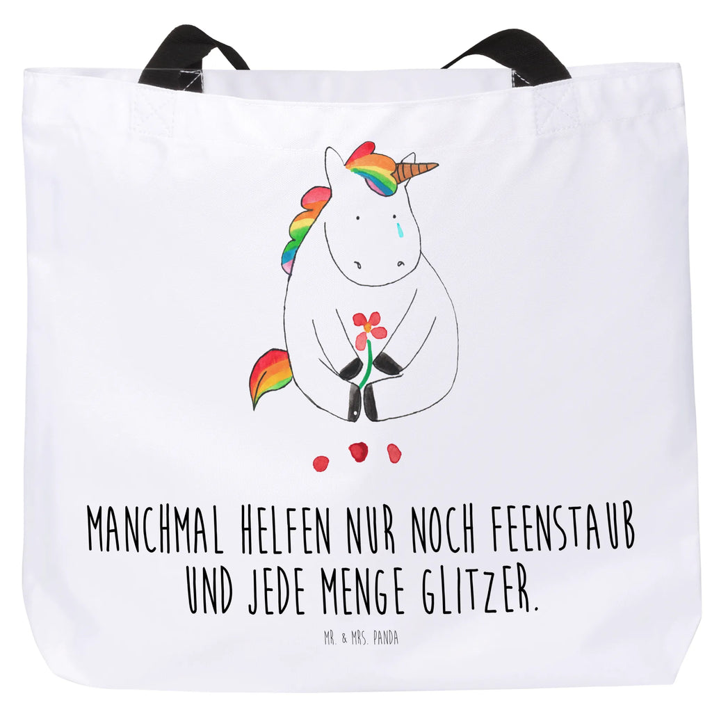 Shopper Einhorn Traurig Beutel, Einkaufstasche, Tasche, Strandtasche, Einkaufsbeutel, Shopper, Schultasche, Freizeittasche, Tragebeutel, Schulbeutel, Alltagstasche, Einhorn, Einhörner, Einhorn Deko, Pegasus, Unicorn, Glitzer, Trösten. Freundschaft, Freunde, Liebe, Trauer, Grußkarte, Blume