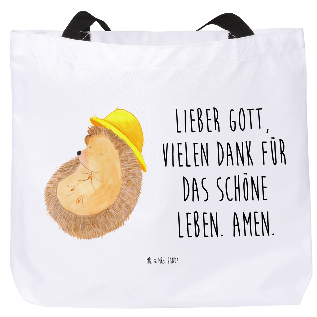 Shopper Igel Beten Beutel, Einkaufstasche, Tasche, Strandtasche, Einkaufsbeutel, Shopper, Schultasche, Freizeittasche, Tragebeutel, Schulbeutel, Alltagstasche, Tiermotive, Gute Laune, lustige Sprüche, Tiere, Igel, Igel mit Hut, Sonnenhut, Gott, Amen, beten, Leben, Dankbarkeit, Dankbar sein, dankbar, genießen