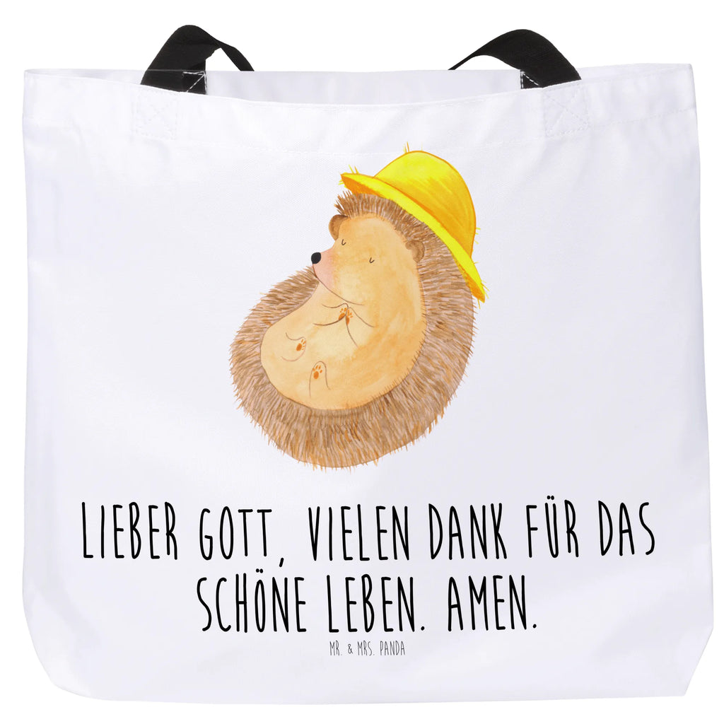 Shopper Igel Beten Beutel, Einkaufstasche, Tasche, Strandtasche, Einkaufsbeutel, Shopper, Schultasche, Freizeittasche, Tragebeutel, Schulbeutel, Alltagstasche, Tiermotive, Gute Laune, lustige Sprüche, Tiere, Igel, Igel mit Hut, Sonnenhut, Gott, Amen, beten, Leben, Dankbarkeit, Dankbar sein, dankbar, genießen