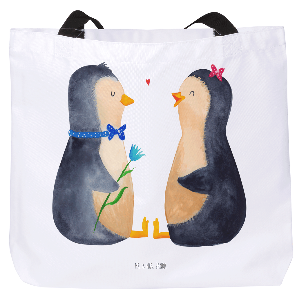 Shopper Pinguin Pärchen Beutel, Einkaufstasche, Tasche, Strandtasche, Einkaufsbeutel, Shopper, Schultasche, Freizeittasche, Tragebeutel, Schulbeutel, Alltagstasche, Pinguin, Pinguine, Liebe, Liebespaar, Liebesbeweis, Liebesgeschenk, Verlobung, Jahrestag, Hochzeitstag, Hochzeit, Hochzeitsgeschenk, große Liebe, Traumpaar