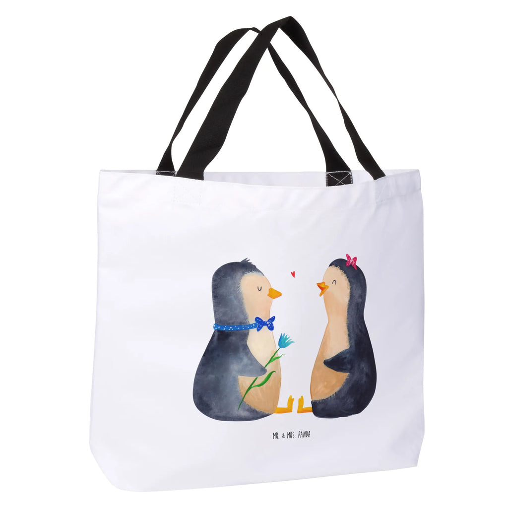 Shopper Pinguin Pärchen Beutel, Einkaufstasche, Tasche, Strandtasche, Einkaufsbeutel, Shopper, Schultasche, Freizeittasche, Tragebeutel, Schulbeutel, Alltagstasche, Pinguin, Pinguine, Liebe, Liebespaar, Liebesbeweis, Liebesgeschenk, Verlobung, Jahrestag, Hochzeitstag, Hochzeit, Hochzeitsgeschenk, große Liebe, Traumpaar