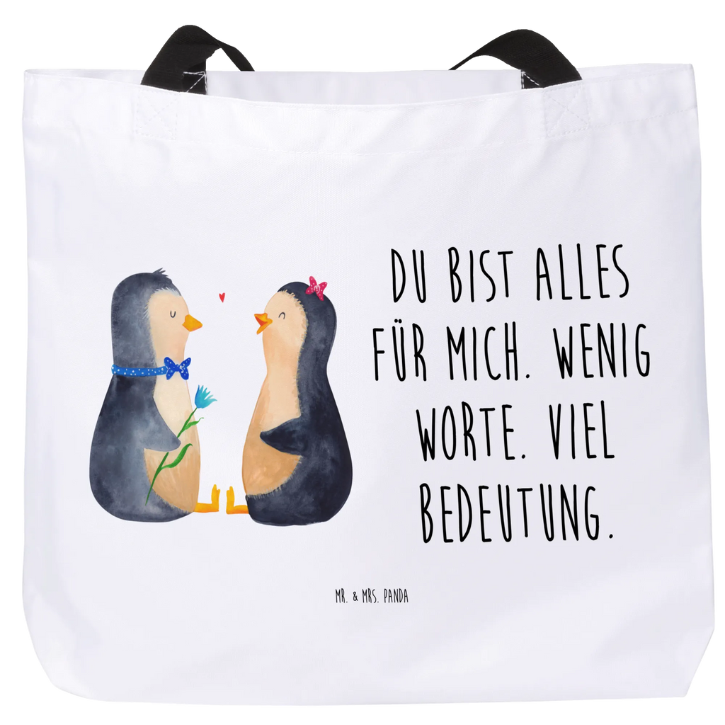 Shopper Pinguin Pärchen Beutel, Einkaufstasche, Tasche, Strandtasche, Einkaufsbeutel, Shopper, Schultasche, Freizeittasche, Tragebeutel, Schulbeutel, Alltagstasche, Pinguin, Pinguine, Liebe, Liebespaar, Liebesbeweis, Liebesgeschenk, Verlobung, Jahrestag, Hochzeitstag, Hochzeit, Hochzeitsgeschenk, große Liebe, Traumpaar