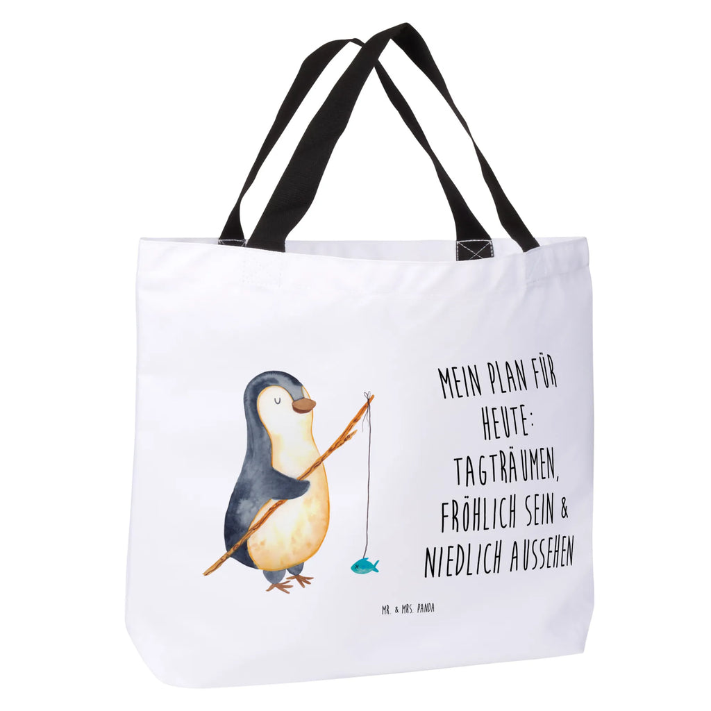 Shopper Pinguin Angler Beutel, Einkaufstasche, Tasche, Strandtasche, Einkaufsbeutel, Shopper, Schultasche, Freizeittasche, Tragebeutel, Schulbeutel, Alltagstasche, Pinguin, Pinguine, Angeln, Angler, Tagträume, Hobby, Plan, Planer, Tagesplan, Neustart, Motivation, Geschenk, Freundinnen, Geschenkidee, Urlaub, Wochenende