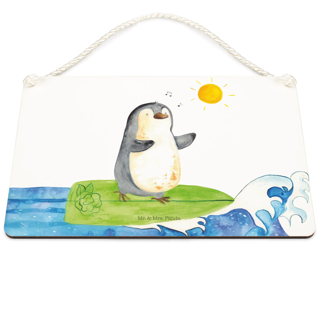 Deko Schild Pinguin Surfer Dekoschild, Deko Schild, Schild, Tür Schild, Türschild, Holzschild, Wandschild, Wanddeko, Pinguin, Pinguine, surfen, Surfer, Hawaii, Urlaub, Wellen, Wellen reiten, Portugal