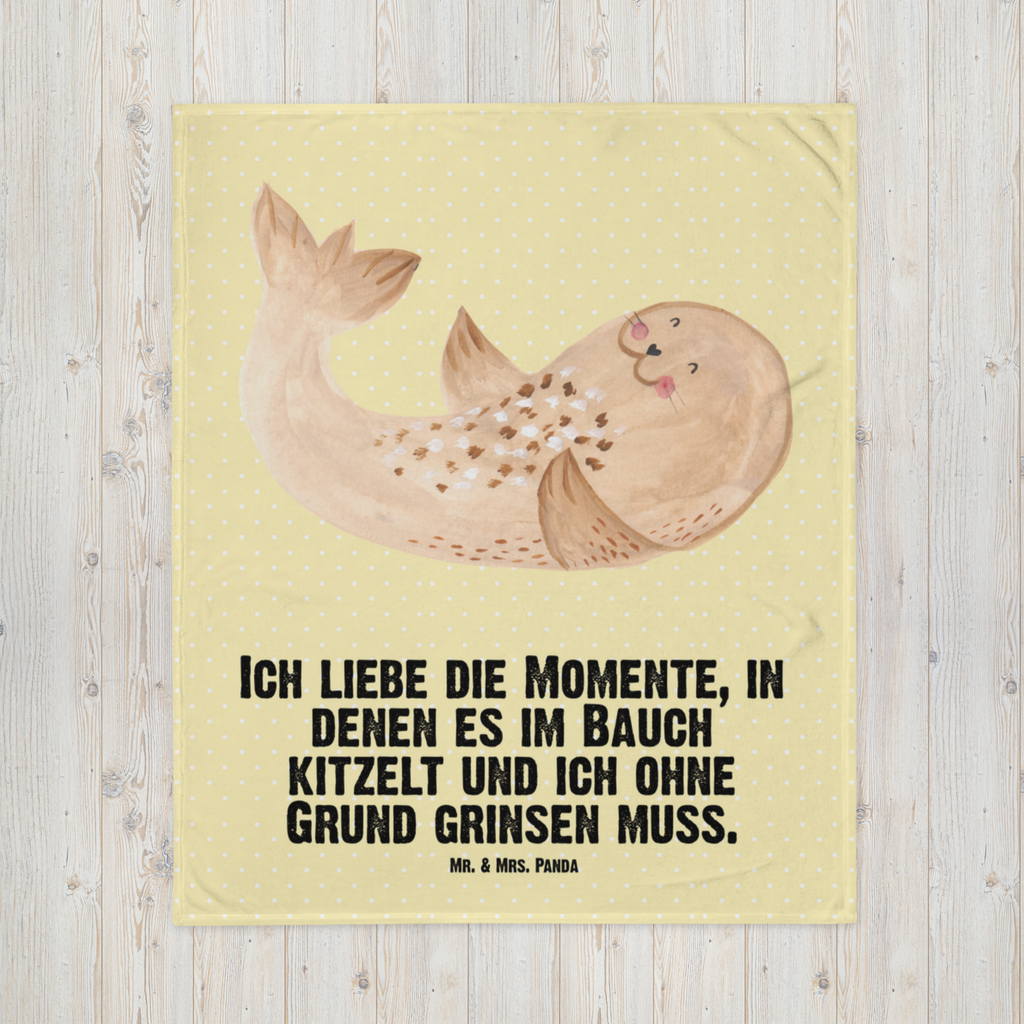 Babydecke Robbe liegend Babydecke, Babygeschenk, Geschenk Geburt, Babyecke Kuscheldecke, Krabbeldecke, Tiermotive, Gute Laune, lustige Sprüche, Tiere, Robbe, Robben, Seehund, Strand, Meerestier, Ostsee, Nordsee, Lachen, Freude