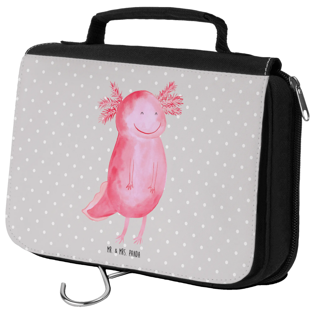 Kulturbeutel Axolotl Glücklich Kulturbeutel, Zum Aufhängen, Waschtasche, Kosmetiktasche, Damen, Herren, Aufbewahrungstasche, Schminktasche, Kosmetikbeutel, Organizer, Kulturtasche, Schminkutensil, Axolotl, Molch, Axolot, Schwanzlurch, Lurch, Lurche, Motivation, gute Laune