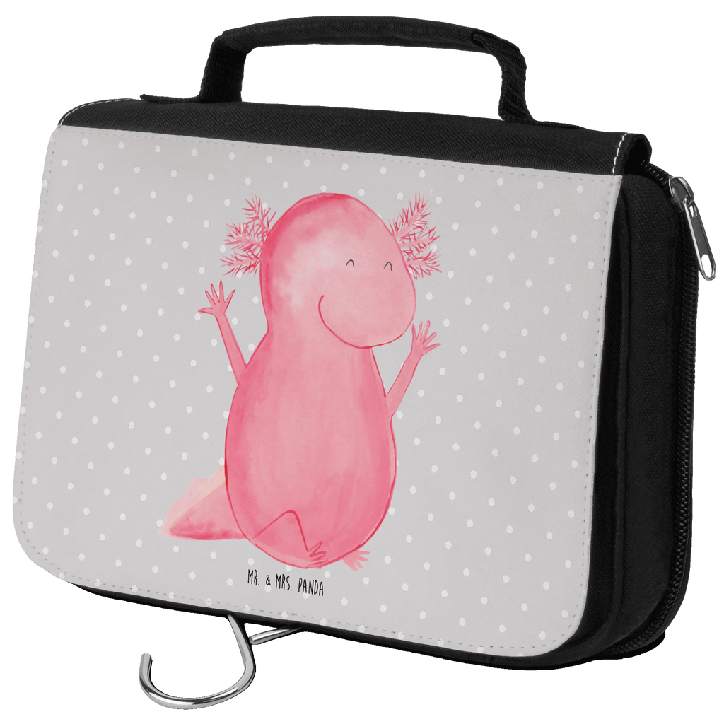 Kulturbeutel Axolotl Hurra Kulturbeutel, Zum Aufhängen, Waschtasche, Kosmetiktasche, Damen, Herren, Aufbewahrungstasche, Schminktasche, Kosmetikbeutel, Organizer, Kulturtasche, Schminkutensil, Axolotl, Molch, Axolot, Schwanzlurch, Lurch, Lurche, fröhlich, Spaß, Freude, Motivation, Zufriedenheit