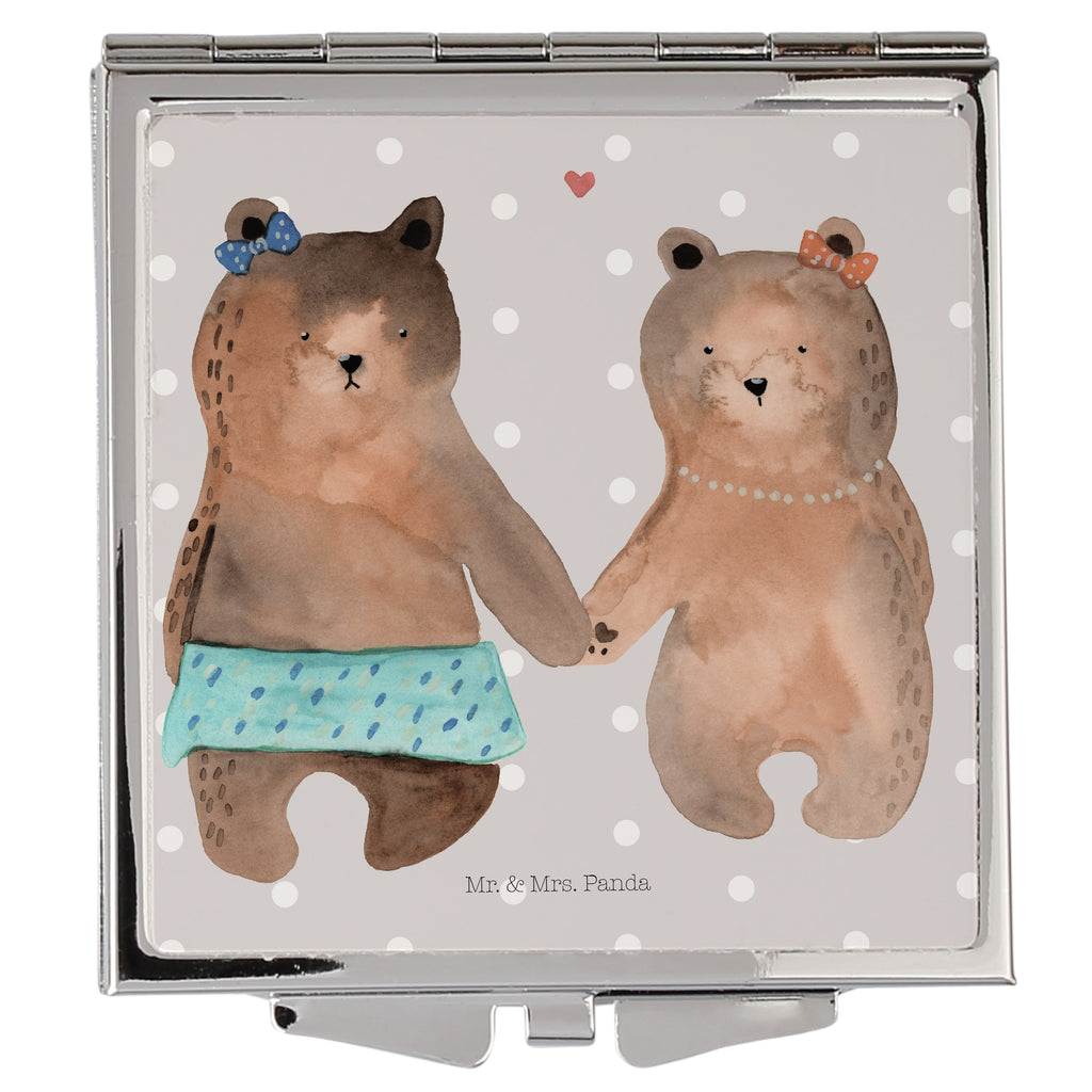 Handtaschenspiegel quadratisch Bär Freundin Spiegel, Handtasche, Quadrat, silber, schminken, Schminkspiegel, Bär, Teddy, Teddybär, Bär Freundin Beste Freund Liebe Liebesbeweis Verliebt Kumpel Kumpeliene