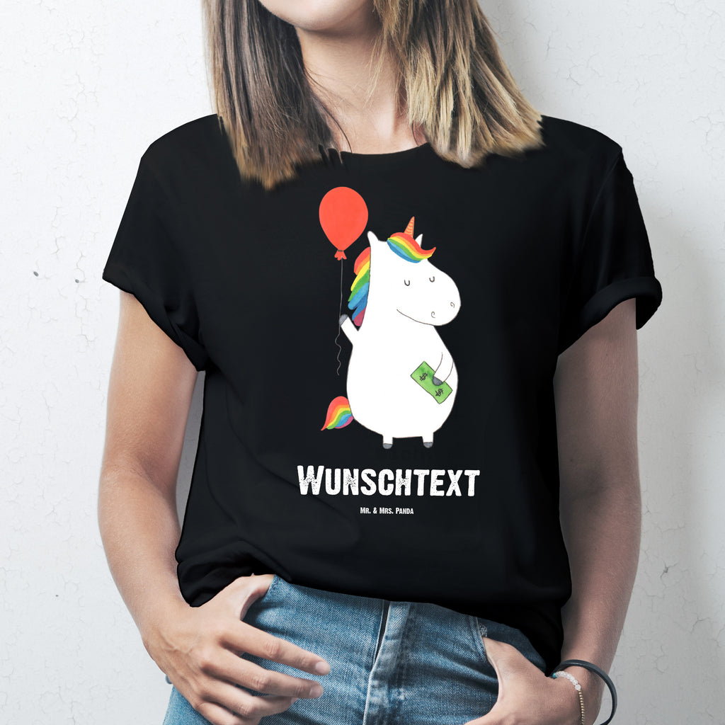 Personalisiertes T-Shirt Einhorn Luftballon T-Shirt Personalisiert, T-Shirt mit Namen, T-Shirt mit Aufruck, Männer, Frauen, Wunschtext, Bedrucken, Einhorn, Einhörner, Einhorn Deko, Pegasus, Unicorn, Luftballon, Geld, Lebenslust, Freude, Geschenk, Freundin