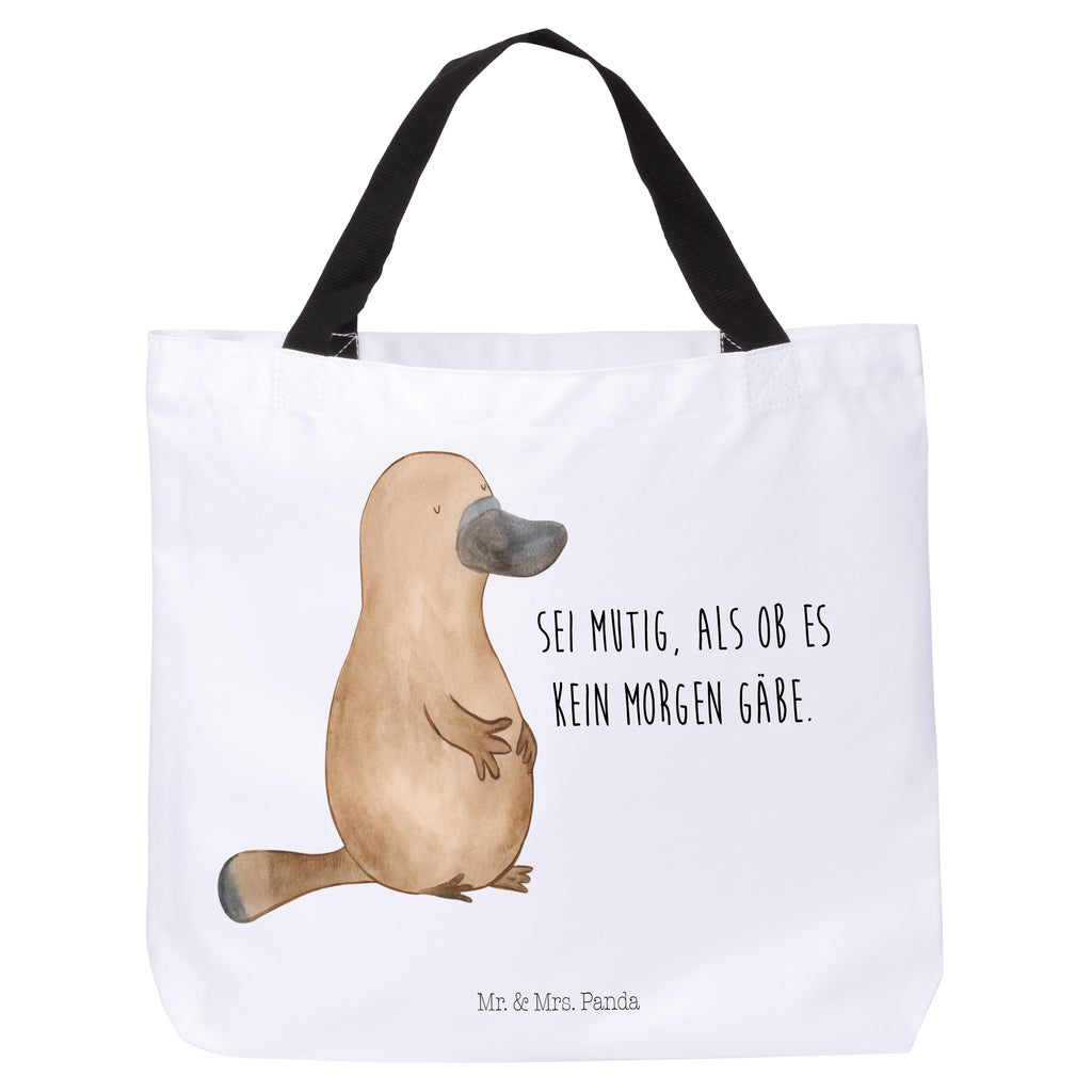 Shopper Schnabeltier Mut Beutel, Einkaufstasche, Tasche, Strandtasche, Einkaufsbeutel, Shopper, Schultasche, Freizeittasche, Tragebeutel, Schulbeutel, Alltagstasche, Meerestiere, Meer, Urlaub, Schnabeltier, Mut, mutig, Lebensweisheit, Schnabeltiere, Motivation, Training, Büro, Arbeit, Neuanfang, Neustart, Weltreise, Raodtrip