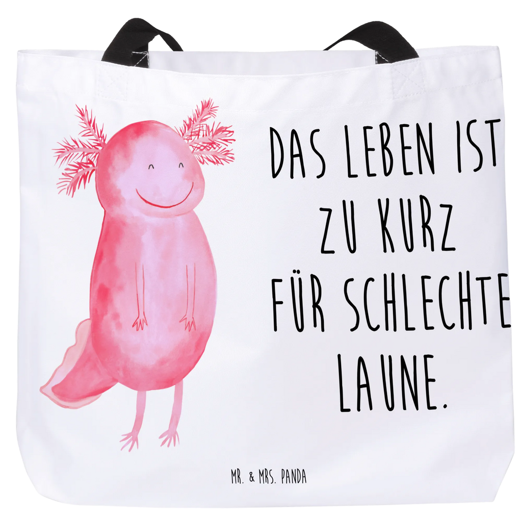 Shopper Axolotl Glücklich Beutel, Einkaufstasche, Tasche, Strandtasche, Einkaufsbeutel, Shopper, Schultasche, Freizeittasche, Tragebeutel, Schulbeutel, Alltagstasche, Axolotl, Molch, Axolot, Schwanzlurch, Lurch, Lurche, Motivation, gute Laune