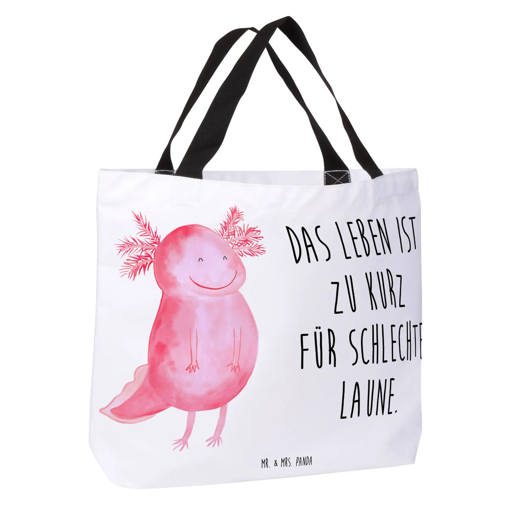 Shopper Axolotl Glücklich Beutel, Einkaufstasche, Tasche, Strandtasche, Einkaufsbeutel, Shopper, Schultasche, Freizeittasche, Tragebeutel, Schulbeutel, Alltagstasche, Axolotl, Molch, Axolot, Schwanzlurch, Lurch, Lurche, Motivation, gute Laune