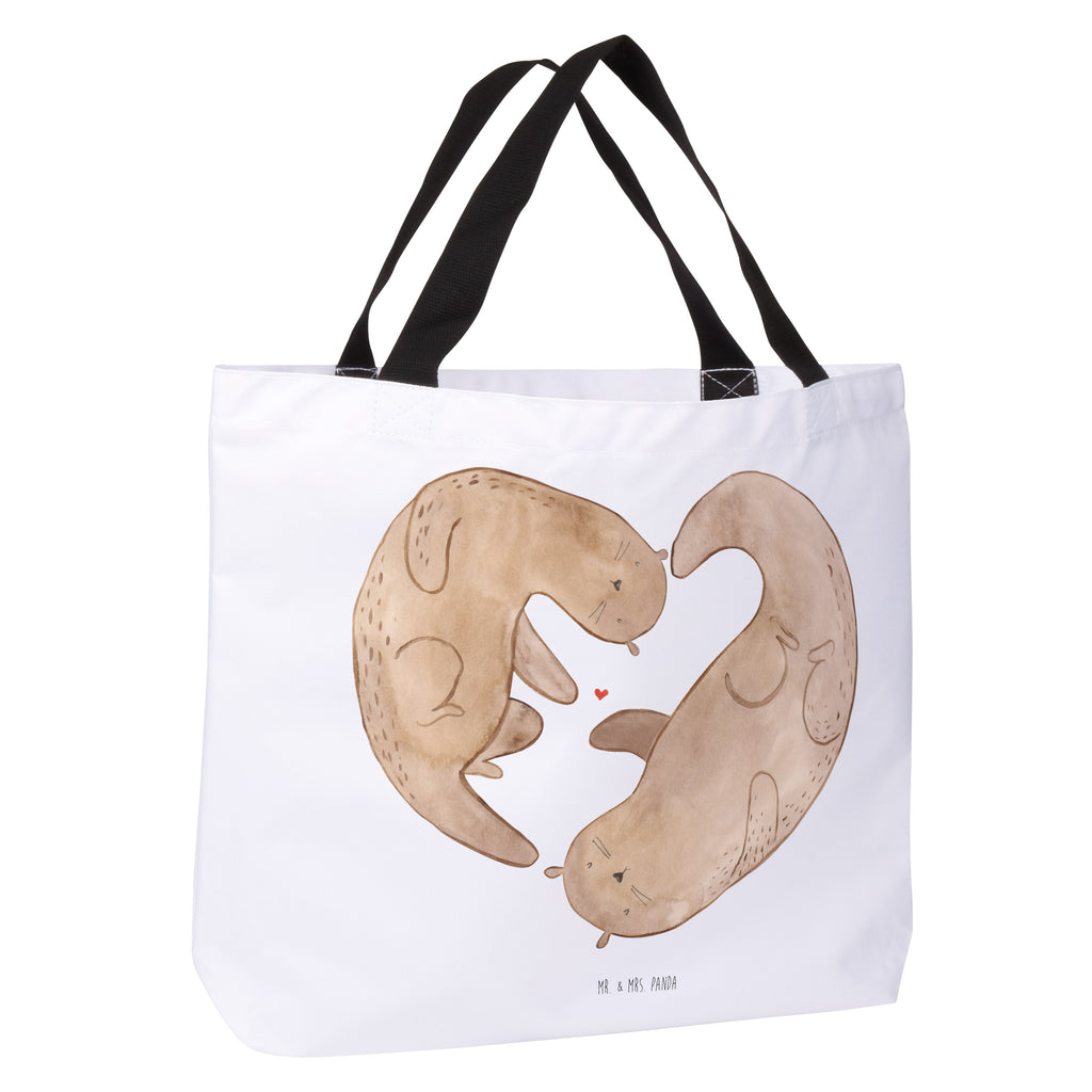 Shopper Otter Herz Beutel, Einkaufstasche, Tasche, Strandtasche, Einkaufsbeutel, Shopper, Schultasche, Freizeittasche, Tragebeutel, Schulbeutel, Alltagstasche, Otter, Fischotter, Seeotter, Liebe, Herz, Liebesbeweis, Liebesgeschenk, Bessere Hälfte, Love you, Jahrestag, Hochzeitstag, Verlobung, gemeinsames Leben