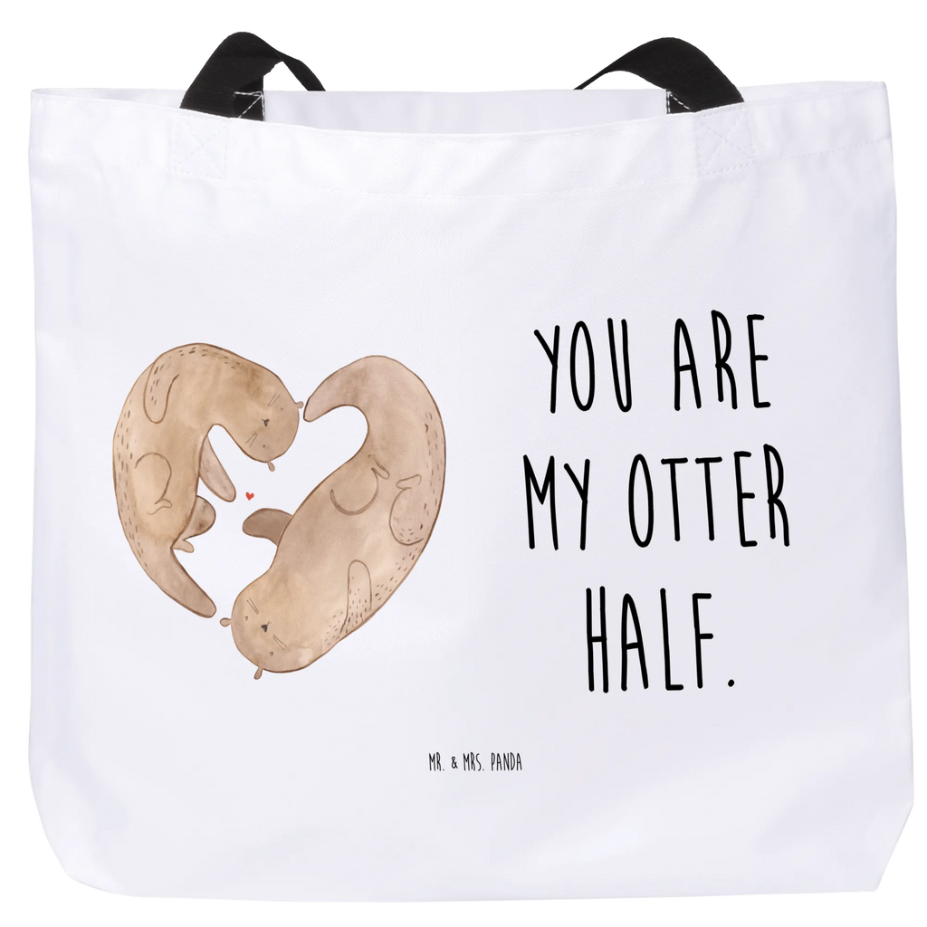 Shopper Otter Herz Beutel, Einkaufstasche, Tasche, Strandtasche, Einkaufsbeutel, Shopper, Schultasche, Freizeittasche, Tragebeutel, Schulbeutel, Alltagstasche, Otter, Fischotter, Seeotter, Liebe, Herz, Liebesbeweis, Liebesgeschenk, Bessere Hälfte, Love you, Jahrestag, Hochzeitstag, Verlobung, gemeinsames Leben