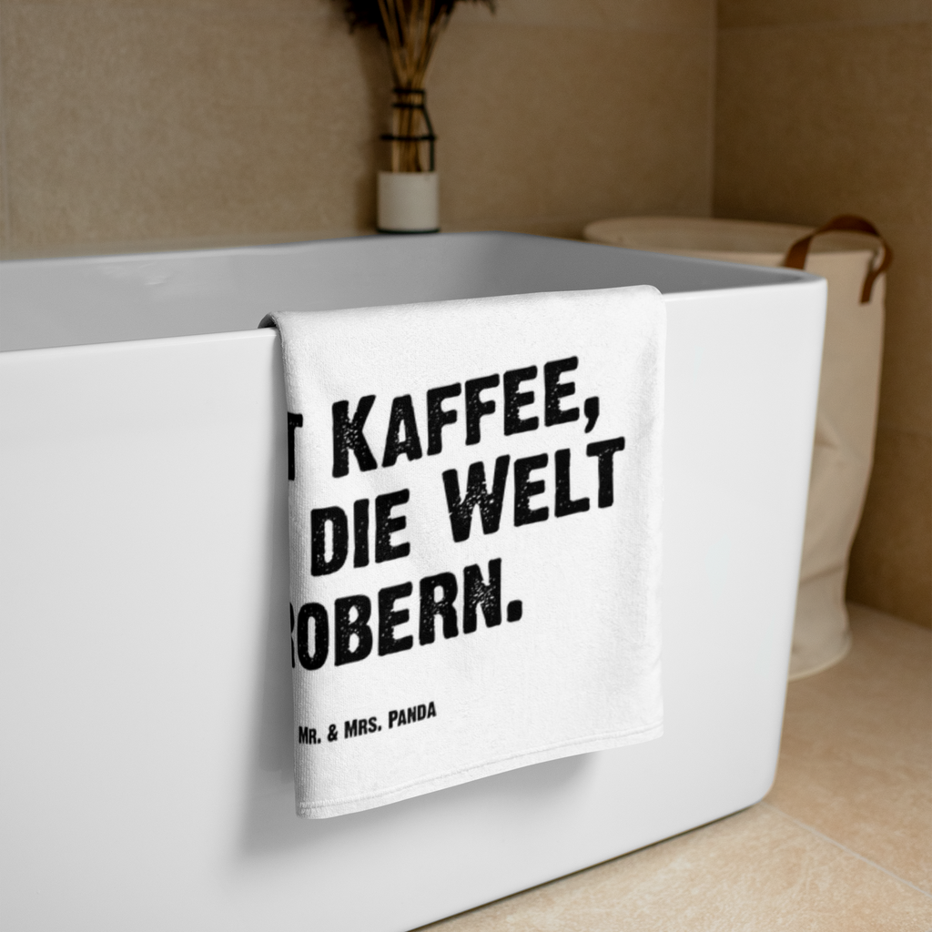 XL Badehandtuch Bär Kaffee Handtuch, Badetuch, Duschtuch, Strandtuch, Saunatuch, Bär, Teddy, Teddybär, Kaffee, Coffee, Bären, guten Morgen, Morgenroutine, Welt erobern, Welt retten, Motivation