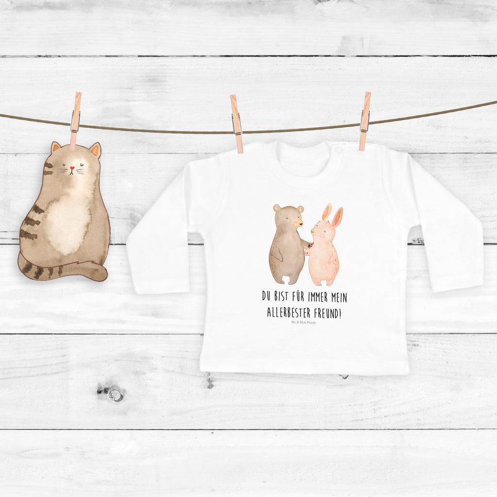 Baby Longsleeve Bär Hase Umarmen Mädchen, Jungen, Baby, Langarm, Bio, Kleidung, Liebe, Partner, Freund, Freundin, Ehemann, Ehefrau, Heiraten, Verlobung, Heiratsantrag, Liebesgeschenk, Jahrestag, Hocheitstag, Freunde, bester Freund, Hase, Bär, Bärchen, best friends