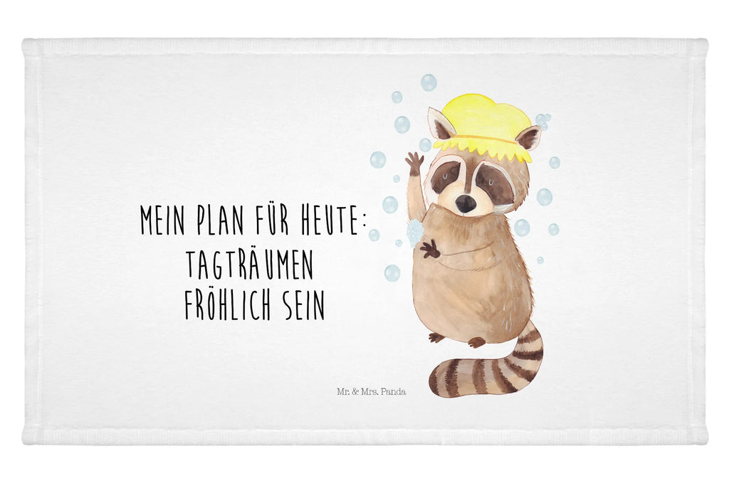 Handtuch Waschbär Handtuch, Badehandtuch, Badezimmer, Handtücher, groß, Kinder, Baby, Tiermotive, Gute Laune, lustige Sprüche, Tiere, Waschbär, Tagträumen, Plan, Fröhlich, waschen, Seifenblasen