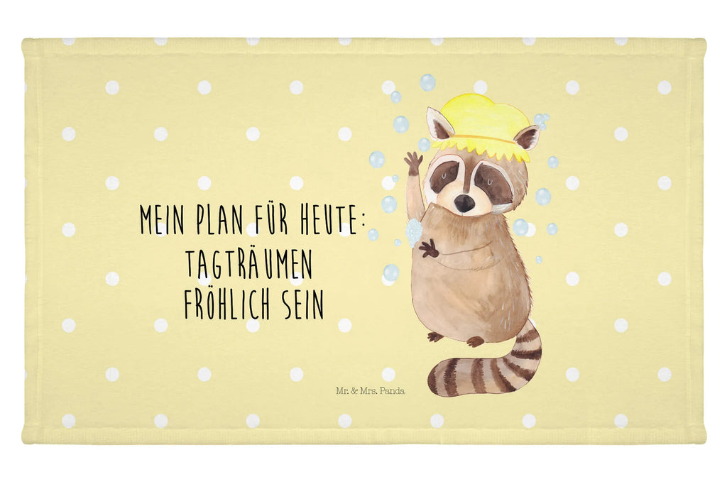 Handtuch Waschbär Handtuch, Badehandtuch, Badezimmer, Handtücher, groß, Kinder, Baby, Tiermotive, Gute Laune, lustige Sprüche, Tiere, Waschbär, Tagträumen, Plan, Fröhlich, waschen, Seifenblasen