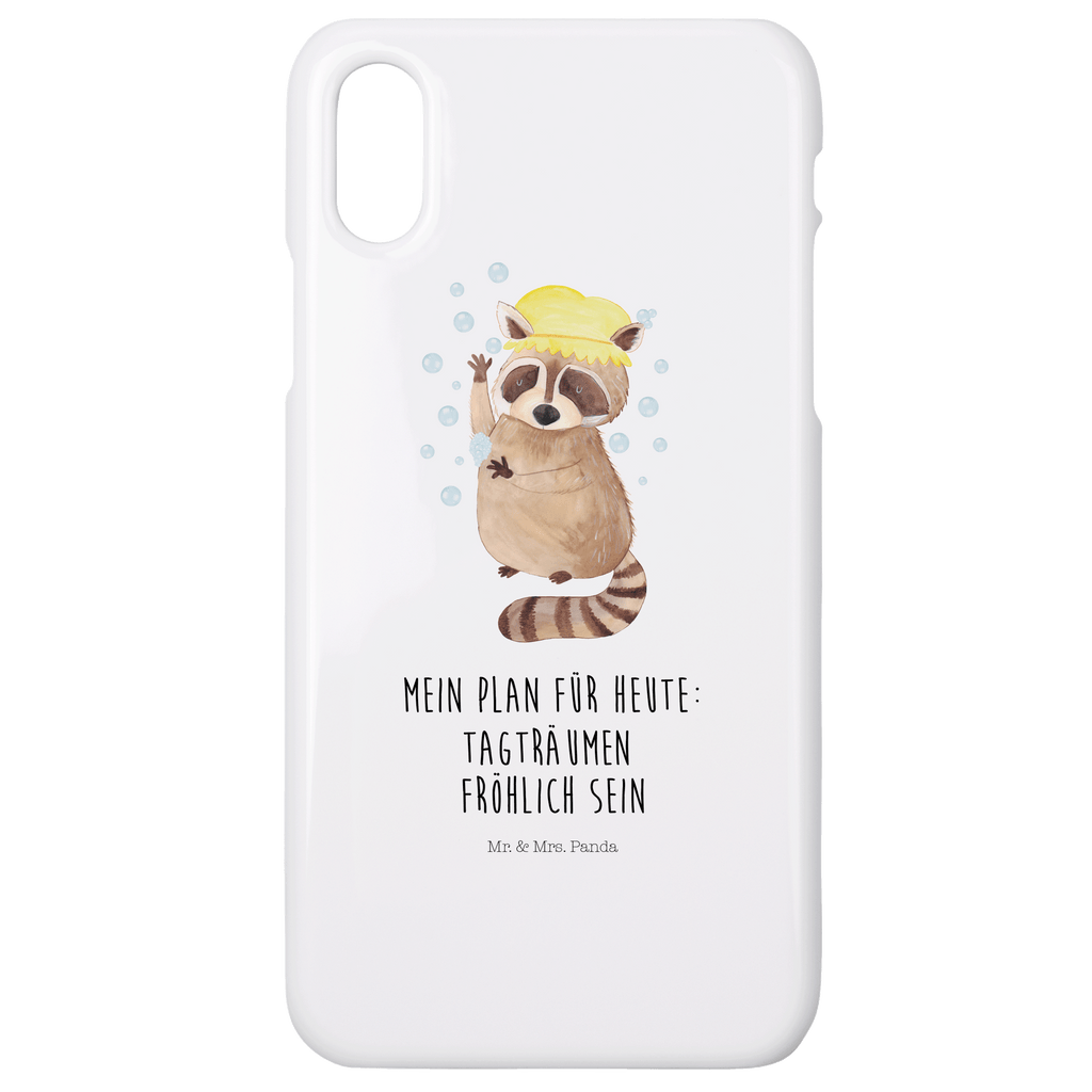 Handyhülle Waschbär Handyhülle, Handycover, Cover, Handy, Hülle, Iphone 10, Iphone X, Tiermotive, Gute Laune, lustige Sprüche, Tiere, Waschbär, Tagträumen, Plan, Fröhlich, waschen, Seifenblasen