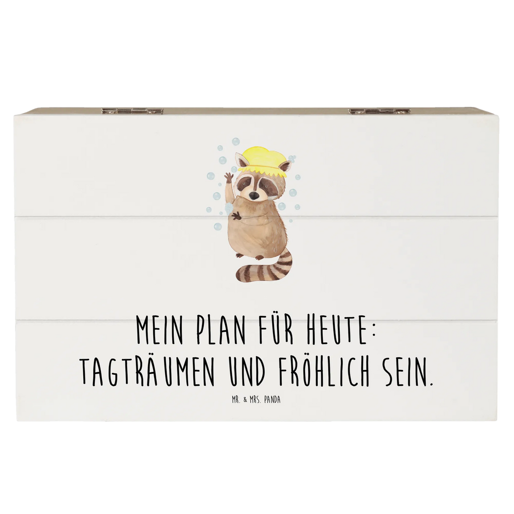 Holzkiste Waschbär Holzkiste, Kiste, Schatzkiste, Truhe, Schatulle, XXL, Erinnerungsbox, Erinnerungskiste, Dekokiste, Aufbewahrungsbox, Geschenkbox, Geschenkdose, Tiermotive, Gute Laune, lustige Sprüche, Tiere, Waschbär, Tagträumen, Plan, Fröhlich, waschen, Seifenblasen