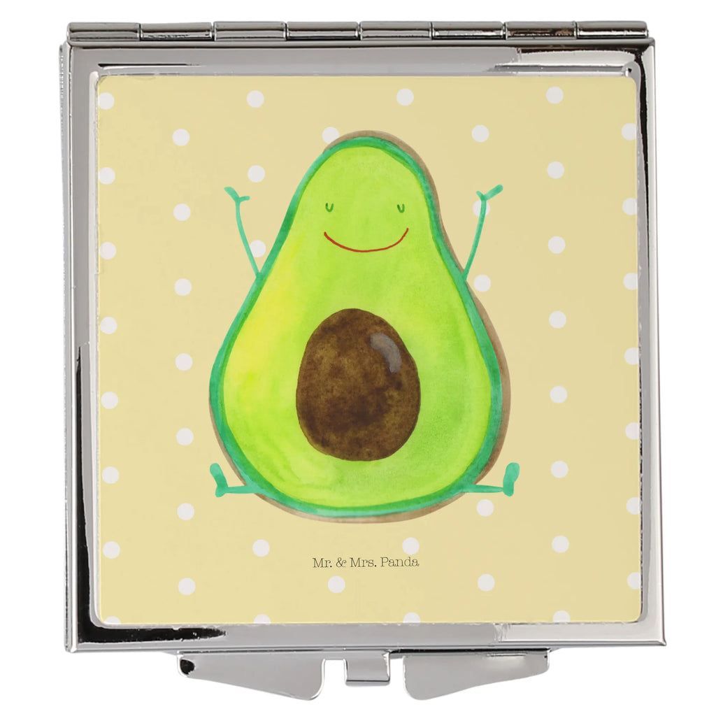 Handtaschenspiegel quadratisch Avocado Glücklich Spiegel, Handtasche, Quadrat, silber, schminken, Schminkspiegel, Avocado, Veggie, Vegan, Gesund, Chaos