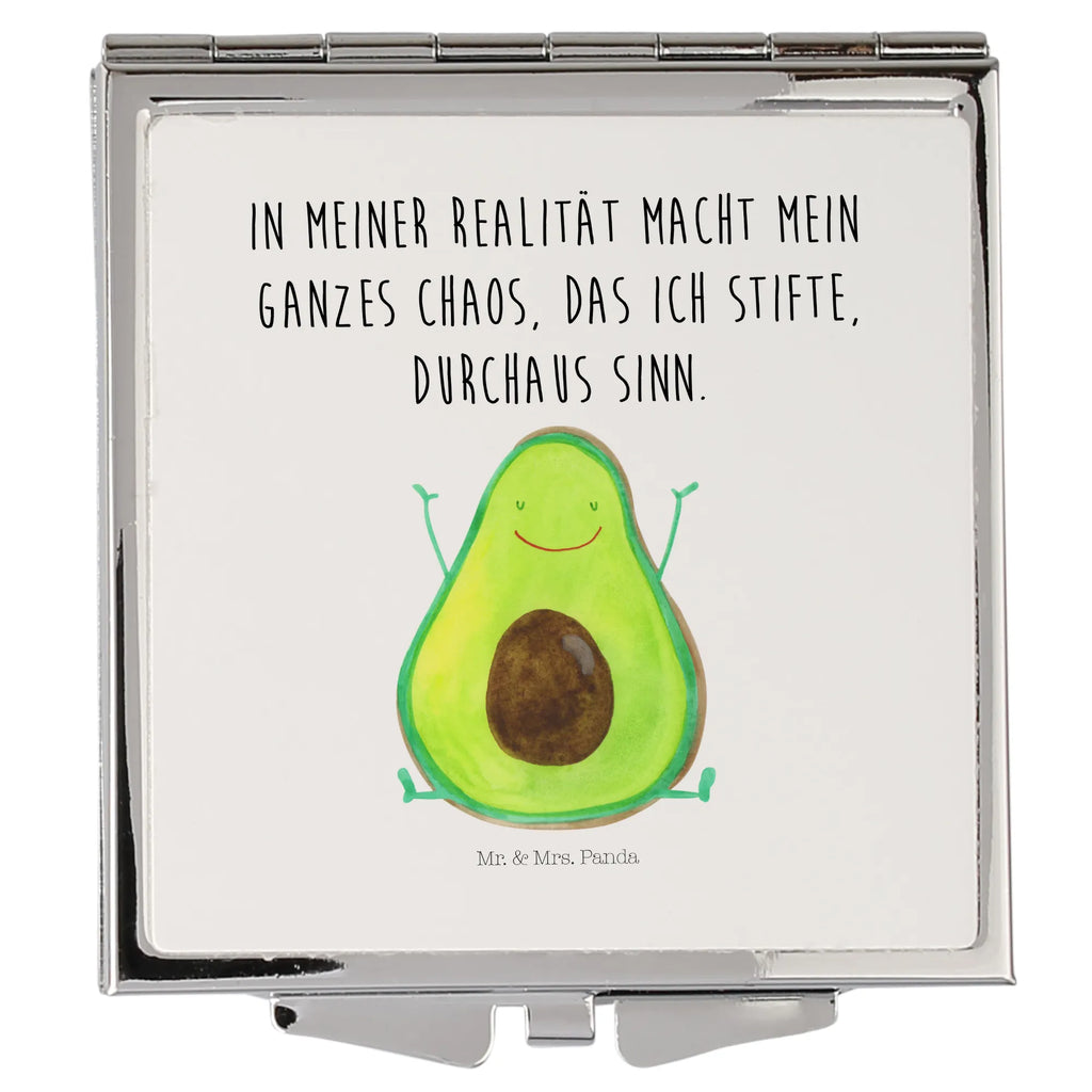 Handtaschenspiegel quadratisch Avocado Glücklich Spiegel, Handtasche, Quadrat, silber, schminken, Schminkspiegel, Avocado, Veggie, Vegan, Gesund, Chaos