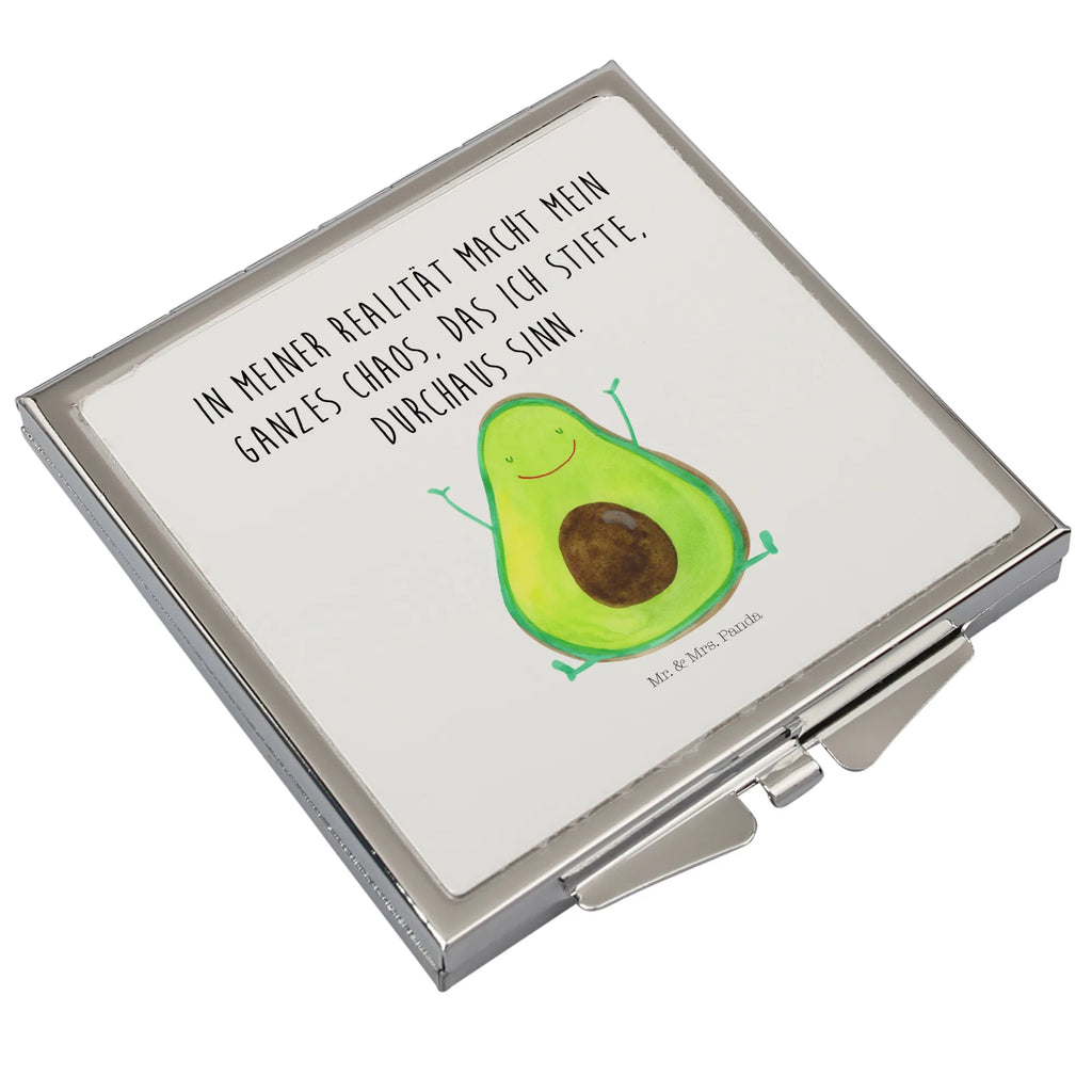 Handtaschenspiegel quadratisch Avocado Glücklich Spiegel, Handtasche, Quadrat, silber, schminken, Schminkspiegel, Avocado, Veggie, Vegan, Gesund, Chaos