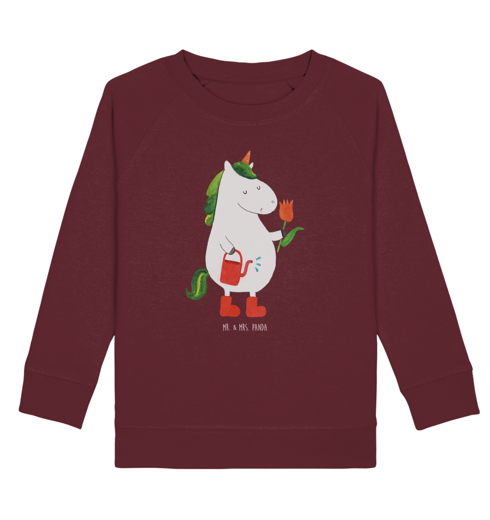 Organic Kinder Pullover Einhorn Gärtner Kinder Pullover, Kinder Sweatshirt, Jungen, Mädchen, Einhorn, Einhörner, Einhorn Deko, Pegasus, Unicorn, Luftballon, Gießkanne, Giesskanne, Lebenslust, Freude, Blume, Freundin, Garten, Stiefel