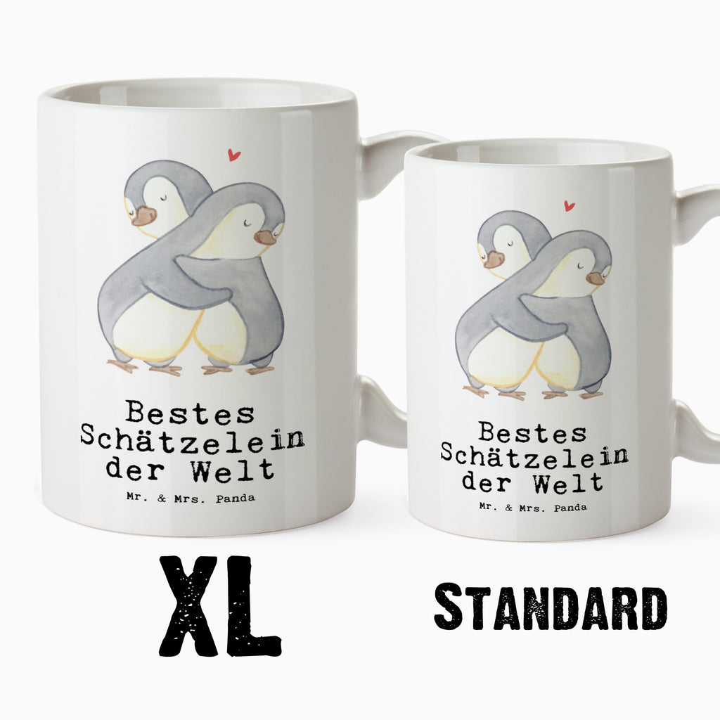 XL Tasse Pinguin Bestes Schätzelein der Welt XL Tasse, Große Tasse, Grosse Kaffeetasse, XL Becher, XL Teetasse, spülmaschinenfest, Jumbo Tasse, Groß, für, Dankeschön, Geschenk, Schenken, Geburtstag, Geburtstagsgeschenk, Geschenkidee, Danke, Bedanken, Mitbringsel, Freude machen, Geschenktipp, Schätzelein, Schätzchen, Schatz, Schatzi, Ehemann, Ehefrau, Freundin, Freund, Frau, Mann, Kosename, Hochzeitstag