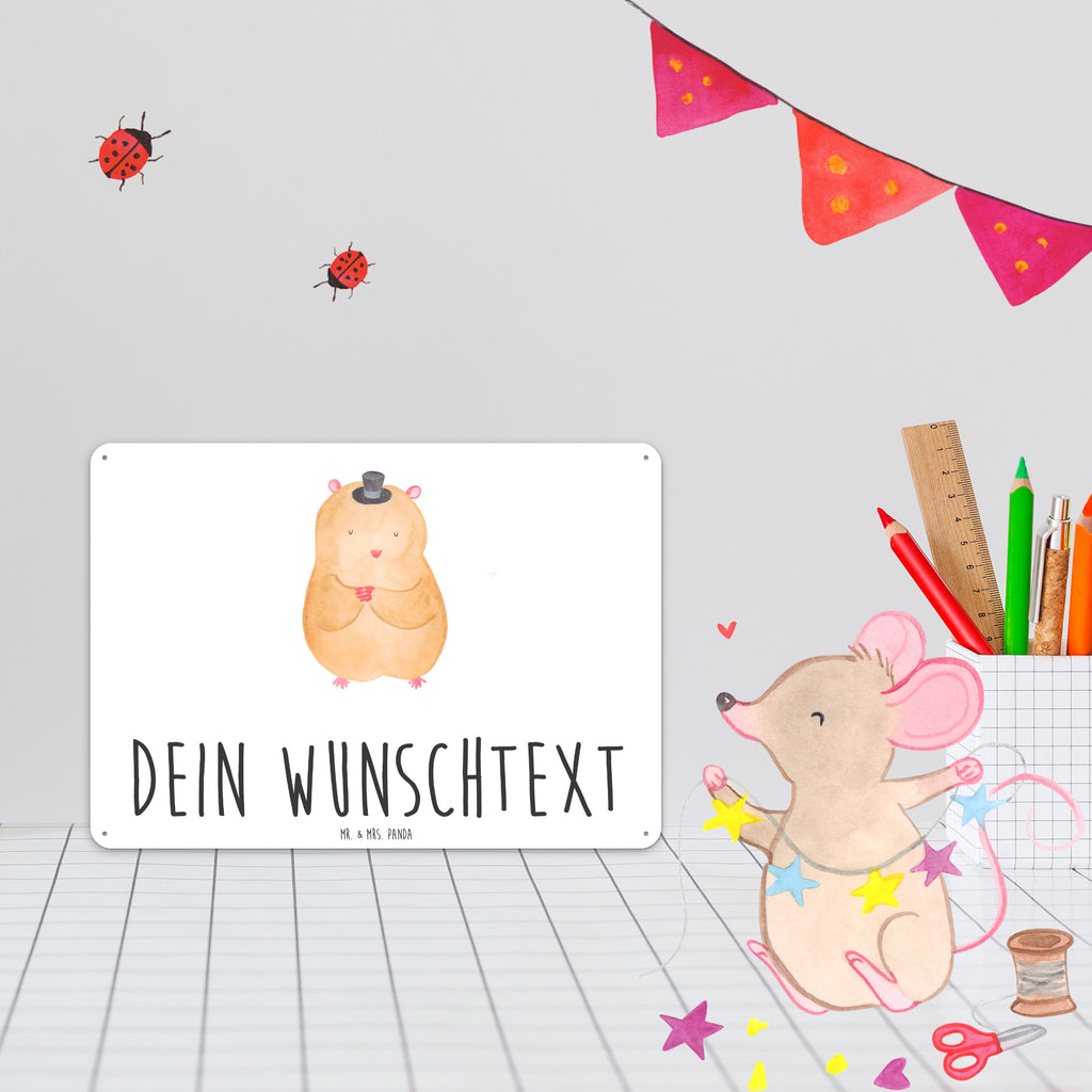 Personalisiertes Blechschild Hamster Hut Blechschild, Metallschild, Geschenk Schild, Schild, Magnet-Metall-Schild, Deko Schild, Wandschild, Wand-Dekoration, Türschild, Tiermotive, Gute Laune, lustige Sprüche, Tiere, Hamster, Hut, Magier, Zylinder, Zwerghamster, Zauberer